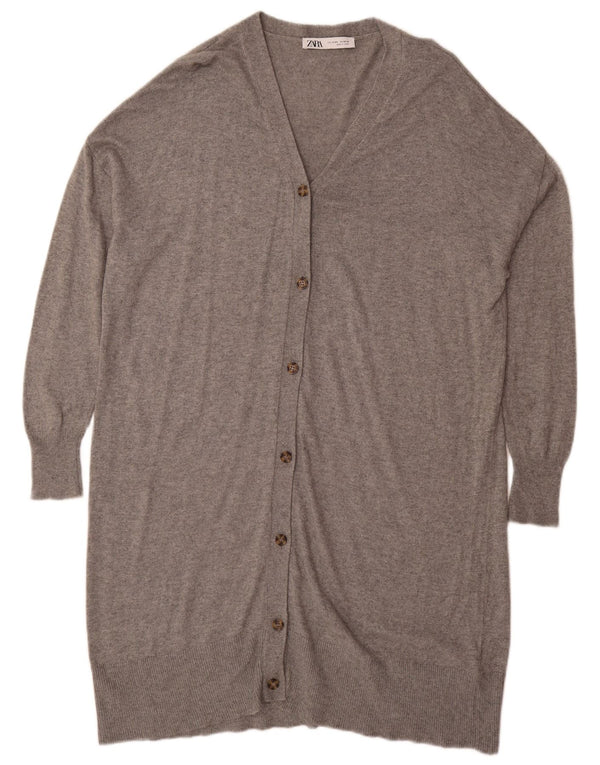 Pulover cardigan supradimensionat pentru femei Zara UK 14 Medium Gri Pete