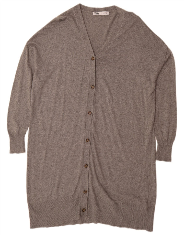 Pulover cardigan supradimensionat pentru femei Zara UK 14 Medium Gri Pete