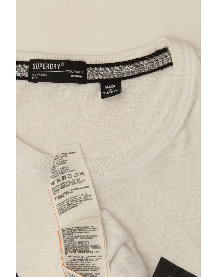 SUPERDRY tricou grafic pentru bărbați Top mediu alb bumbac
