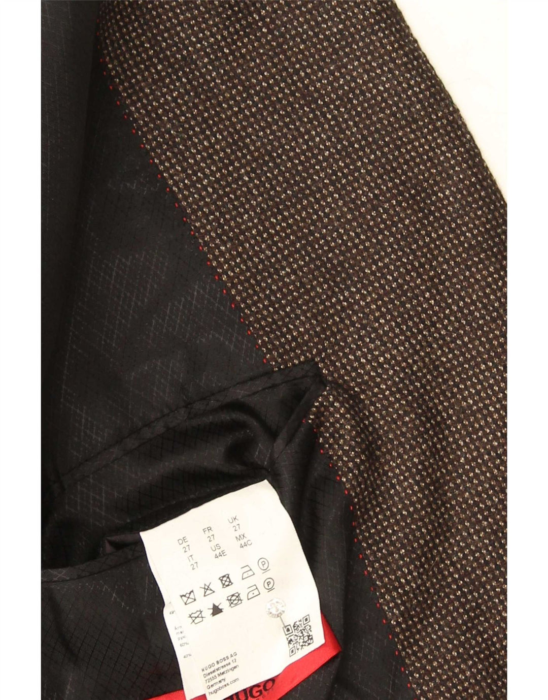 Blazer pentru bărbați Hugo Boss cu 2 nasturi US 44 2XL Lână cu pete maro