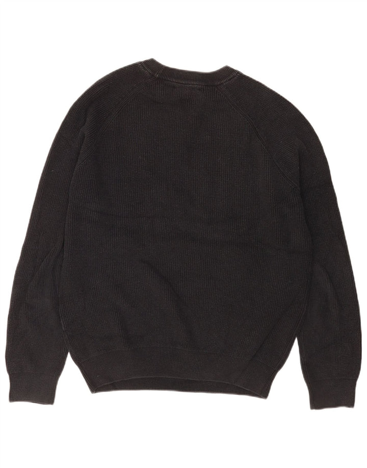 Pulover pentru bărbați Zara, cu gât crew, bumbac mediu negru