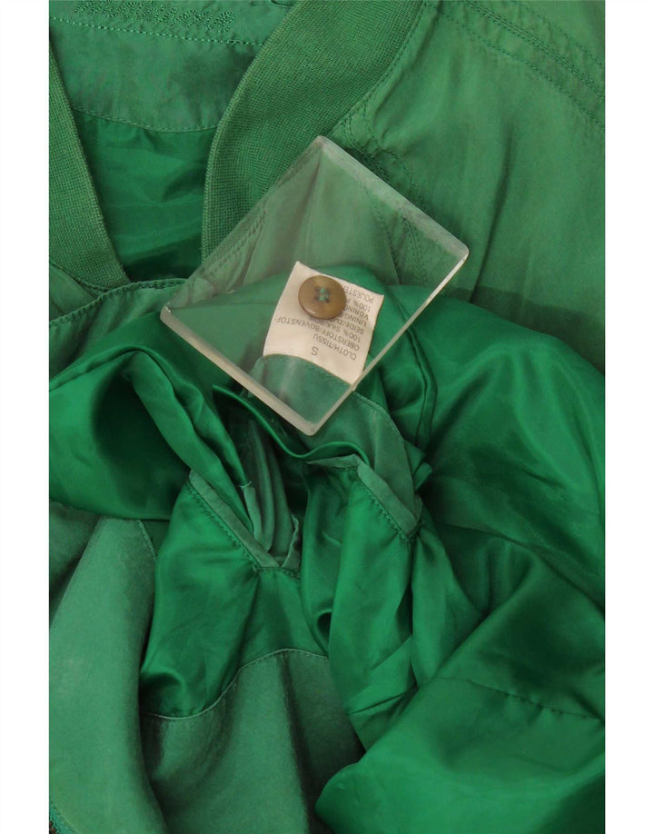 Jachetă Bomber Vintage pentru bărbați, cu tăiere lejeră, UK 36, mătase verde mică