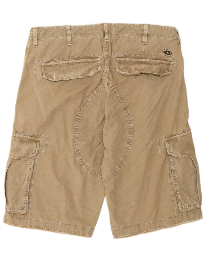 Pantaloni scurti cargo vintage pentru bărbați W33, bumbac cu dungi kaki medii