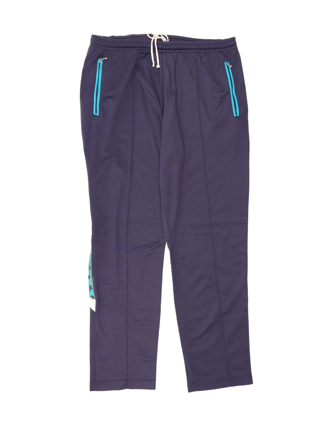 ASICS Mens Graphic Tracksuit Trousers Large  Navy Blue Colourblock Vintage Asics and Second-Hand Asics from Messina Hembry 