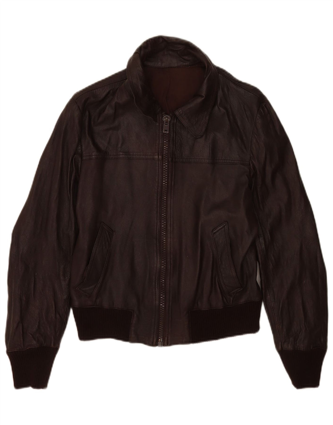 Jachetă Bomber din piele vintage pentru femei IT 48 XL din piele maro