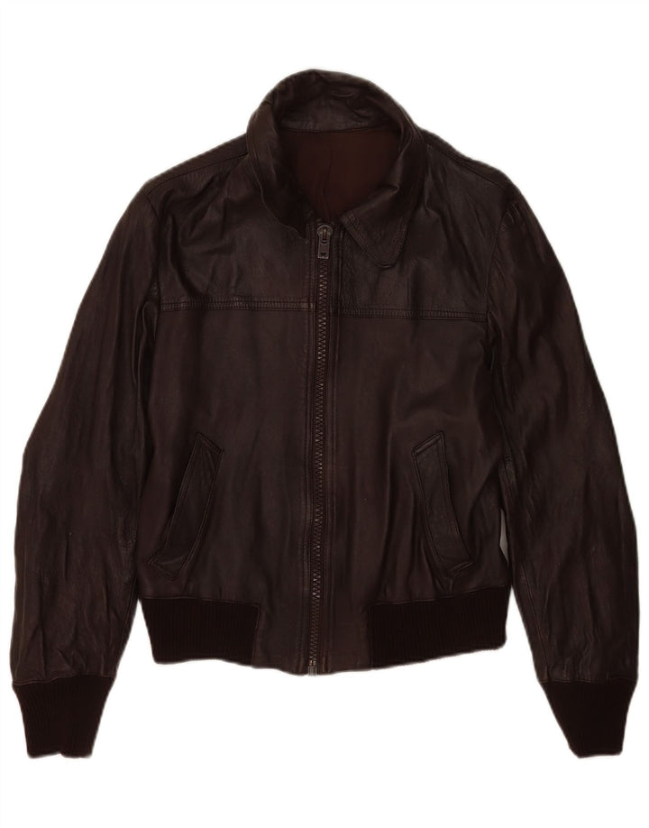 Jachetă Bomber din piele vintage pentru femei IT 48 XL din piele maro