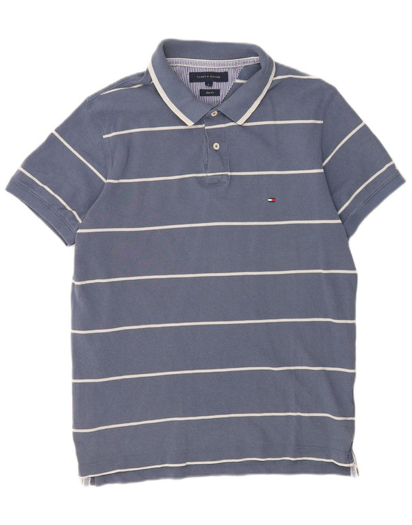 Cămașă polo Tommy Hilfiger pentru bărbați, cu dungi mari, albastre, bumbac