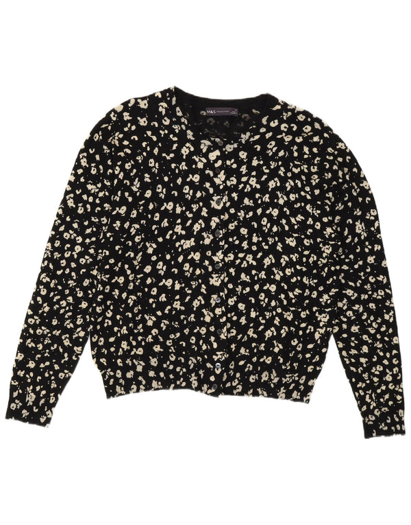 Marks & Spencer Pulover Crop Cardigan pentru Damă UK 16 Mare Negru Animal Print