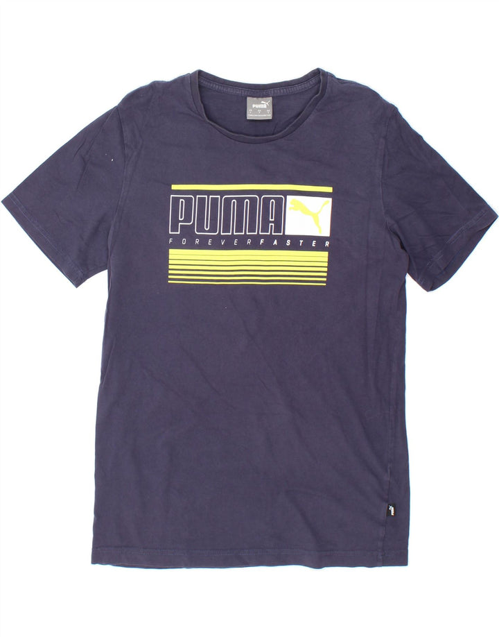 PUMA Mens Graphic T-Shirt Top Small Navy Blue Cotton Vintage Puma and Second-Hand Puma from Messina Hembry 