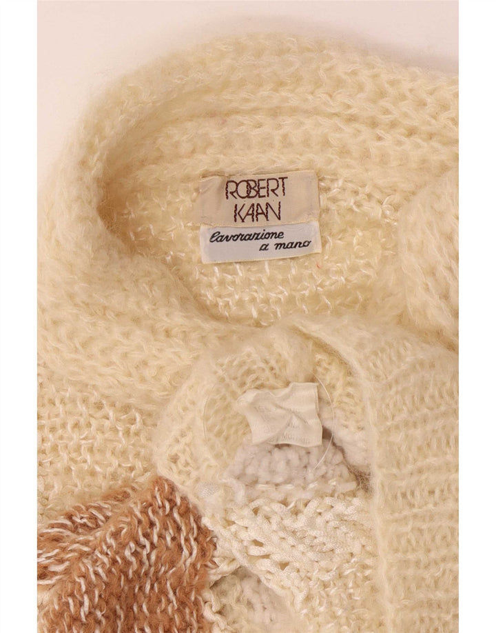 Pulover vintage cu gât țestoasă pentru femei UK 14 Medium Off White Retro
