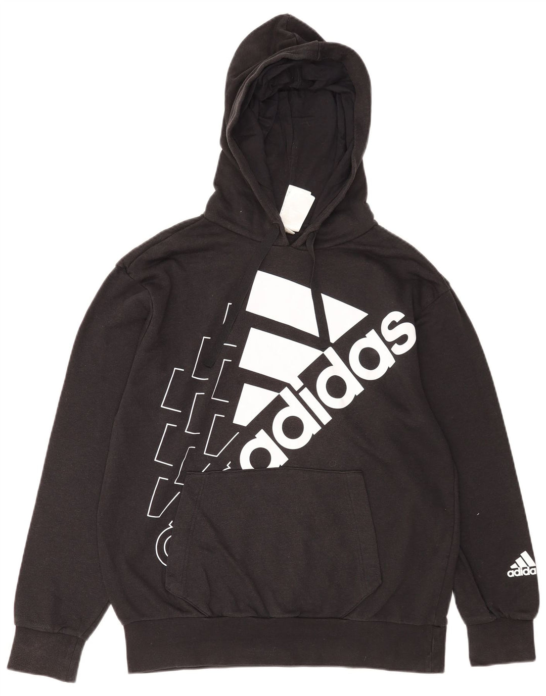 Pulover cu glugă cu grafic pentru bărbați Adidas, bumbac mediu negru
