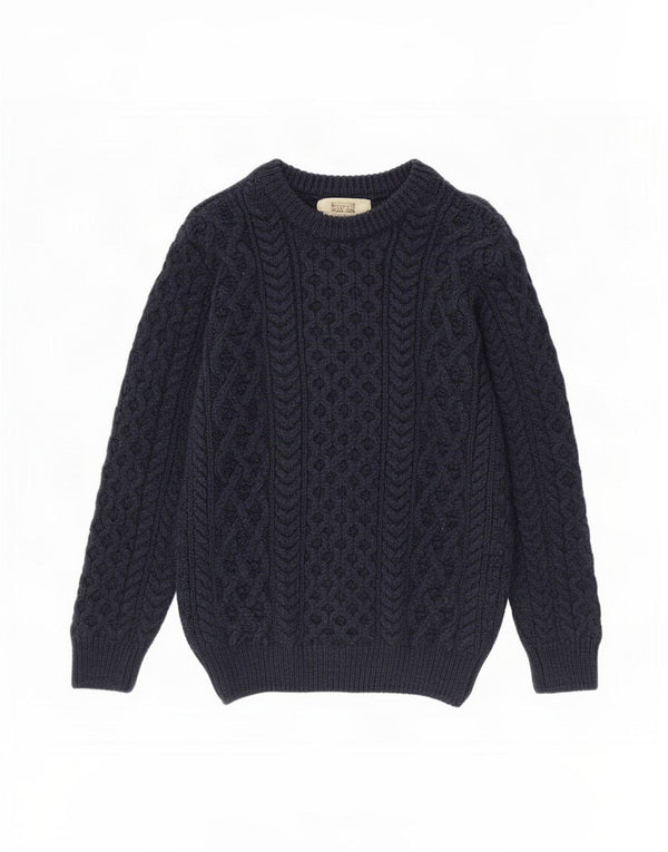 Aran Sweater Market Womens Boat Neck Jumper UK 6 XS Navy Blue