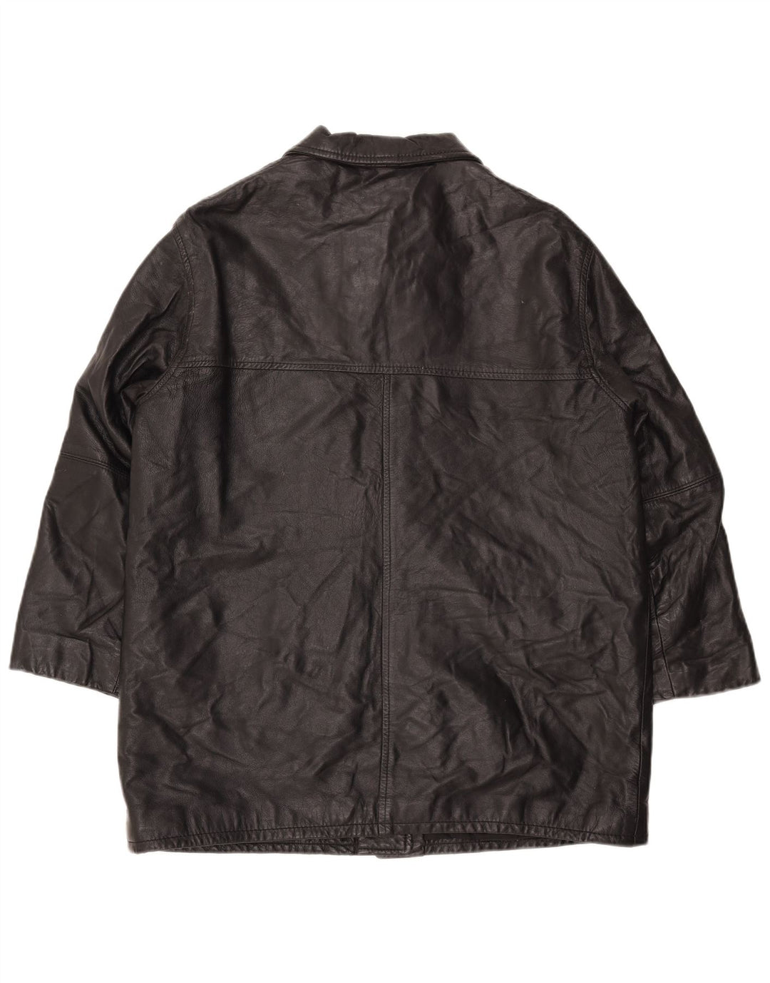 Jachetă de piele vintage pentru femei supradimensionată EU 40, piele medie neagră