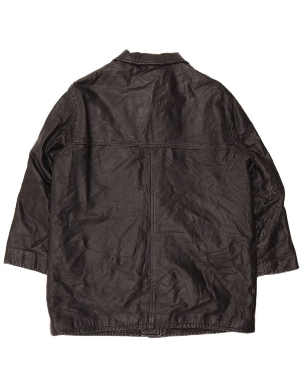 Jachetă de piele vintage pentru femei supradimensionată EU 40, piele medie neagră