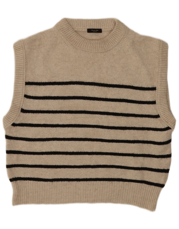 Massimo Dutti Womens Crop Oversized Vest Tank Top UK 10 Small Beige Dungi