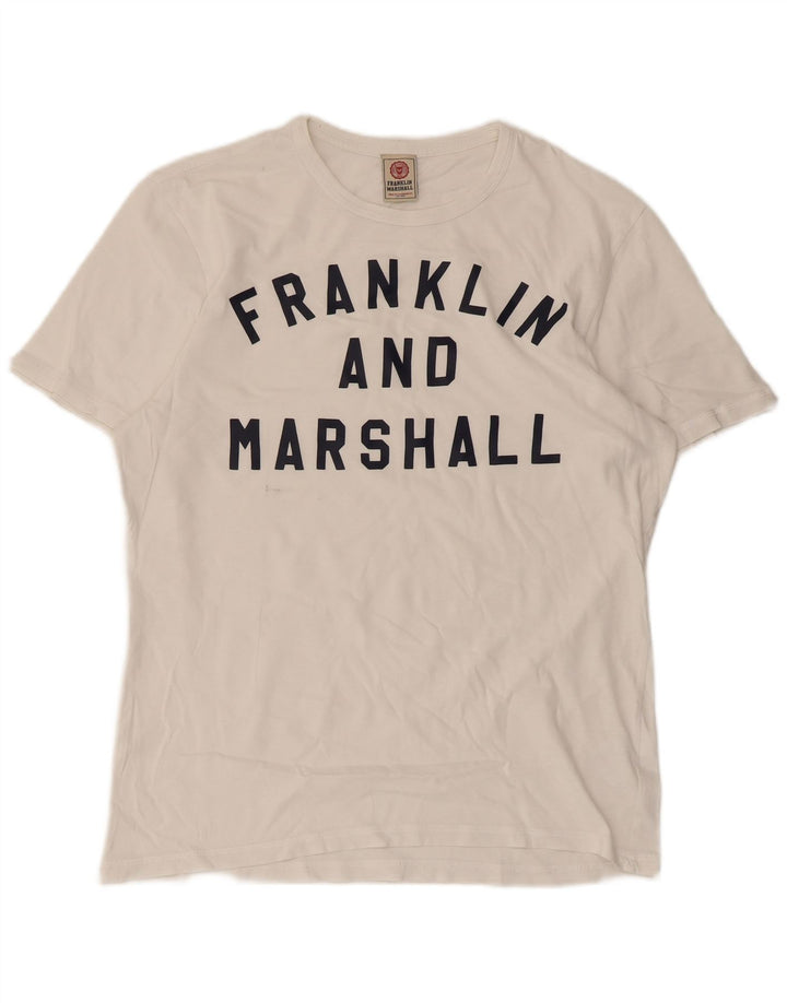 Tricou grafic pentru bărbați Franklin & Marshall Top mediu din bumbac alb