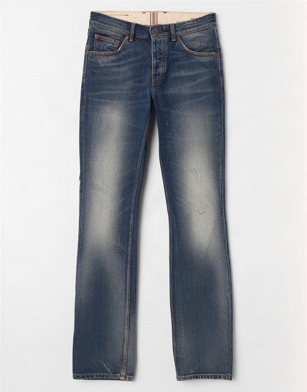 Blugi drepți distressed distressed pentru bărbați Tommy Hilfiger L30 L34 Bumbac albastru