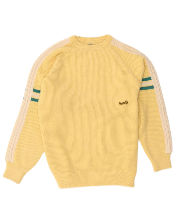 Pulover vintage pentru bărbați cu gât roșu, mare, galben Colorblock