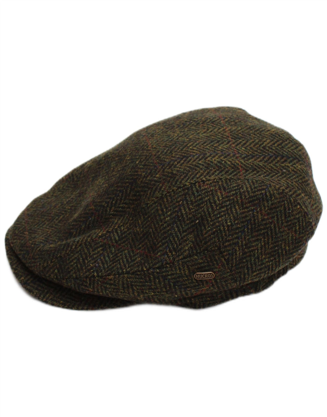 Şapcă plată pentru bărbaţi Mucros Weavers Medium Khaki Herringbone Wool Classic