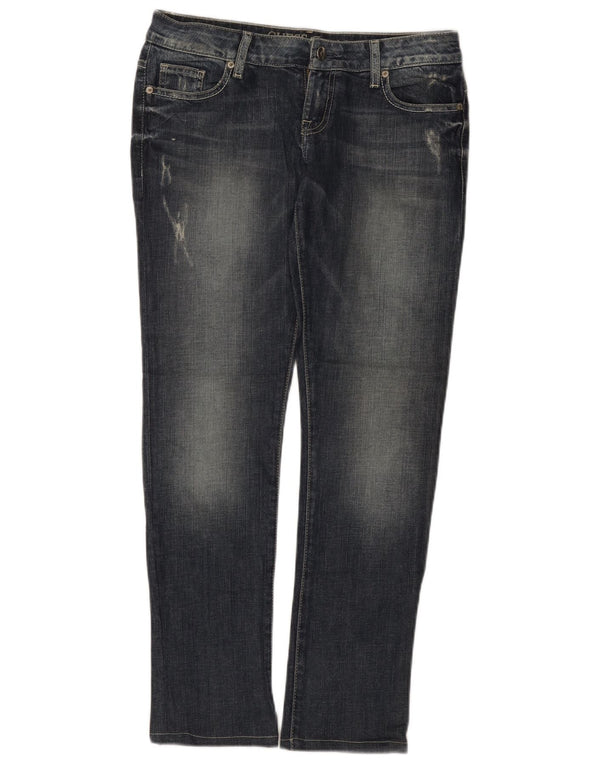 Blugi slim cu talie joasă Guess pentru femei L28 L30, bumbac albastru