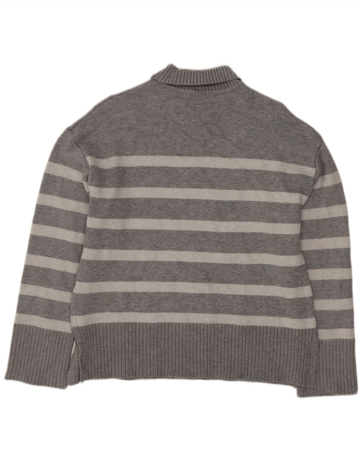 Pulover oversized cu gât țestoasă pentru femei Zara UK 10 mic, gri cu dungi