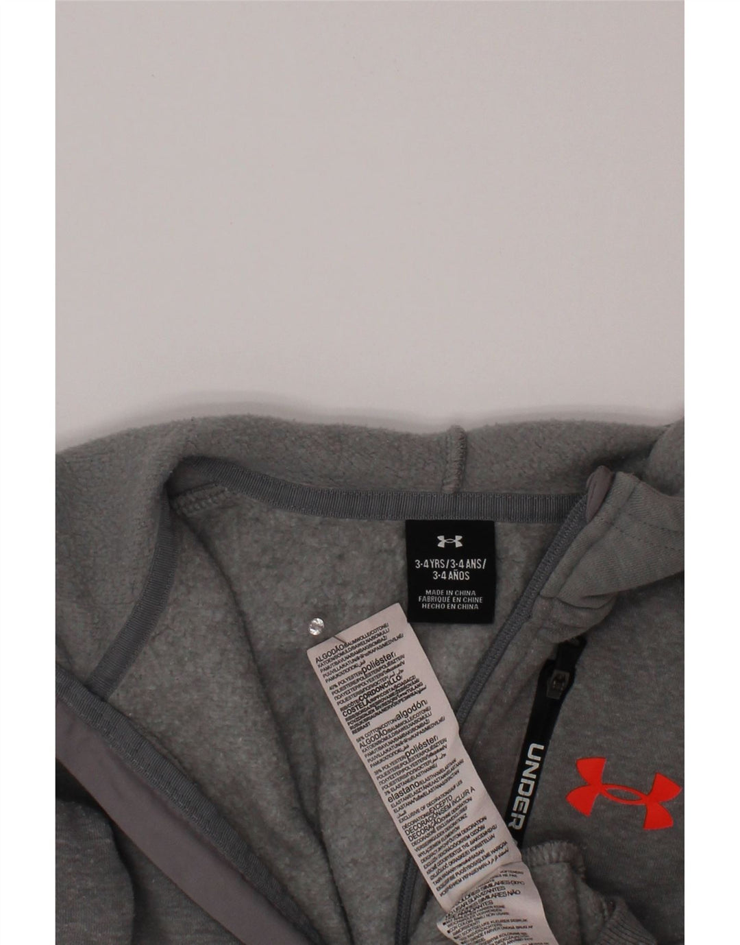 Pulover cu capota cu fermoar pentru baieti UNDER ARMOUR 3-4 ani gri