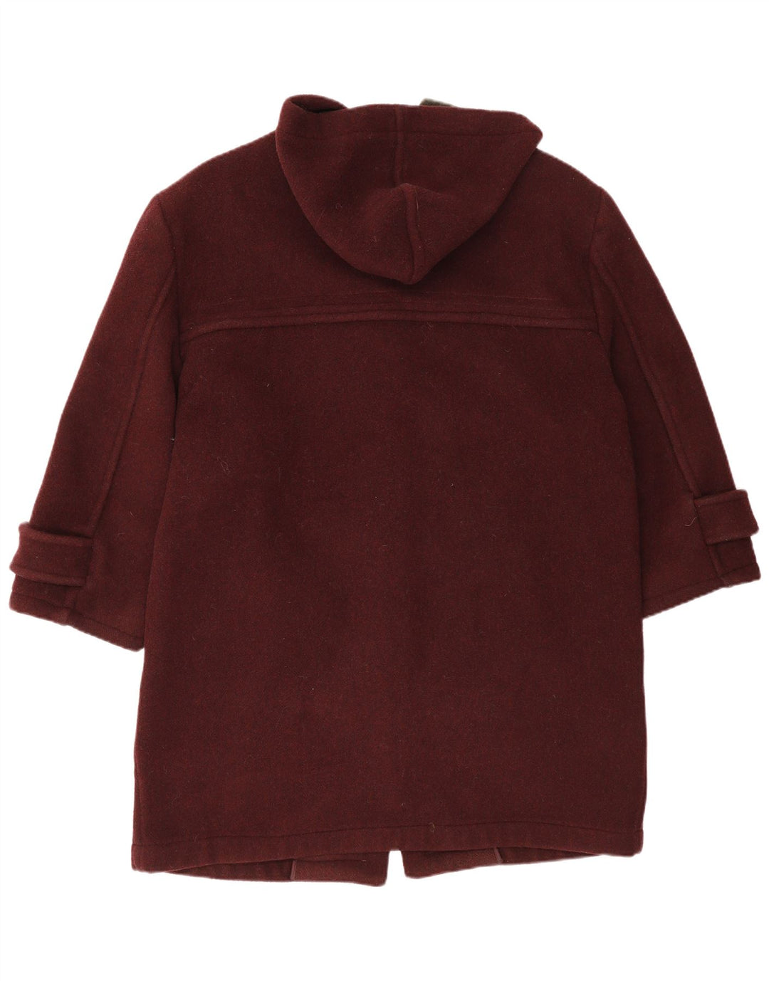 Zip Bărbați Duffle Coat cu glugă IT 38 Medium Burgundy Lână