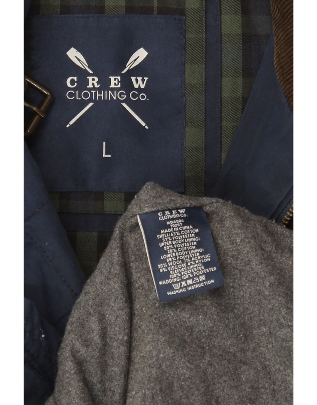 Crew Clothing Jachetă matlasată pentru bărbați UK 40 mare bumbac bleumarin