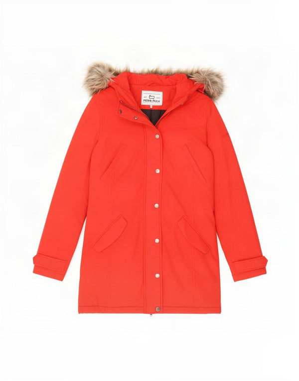 Jachetă parka cu glugă Woolrich Penn-Rich pentru femei UK 6 XS bumbac roșu