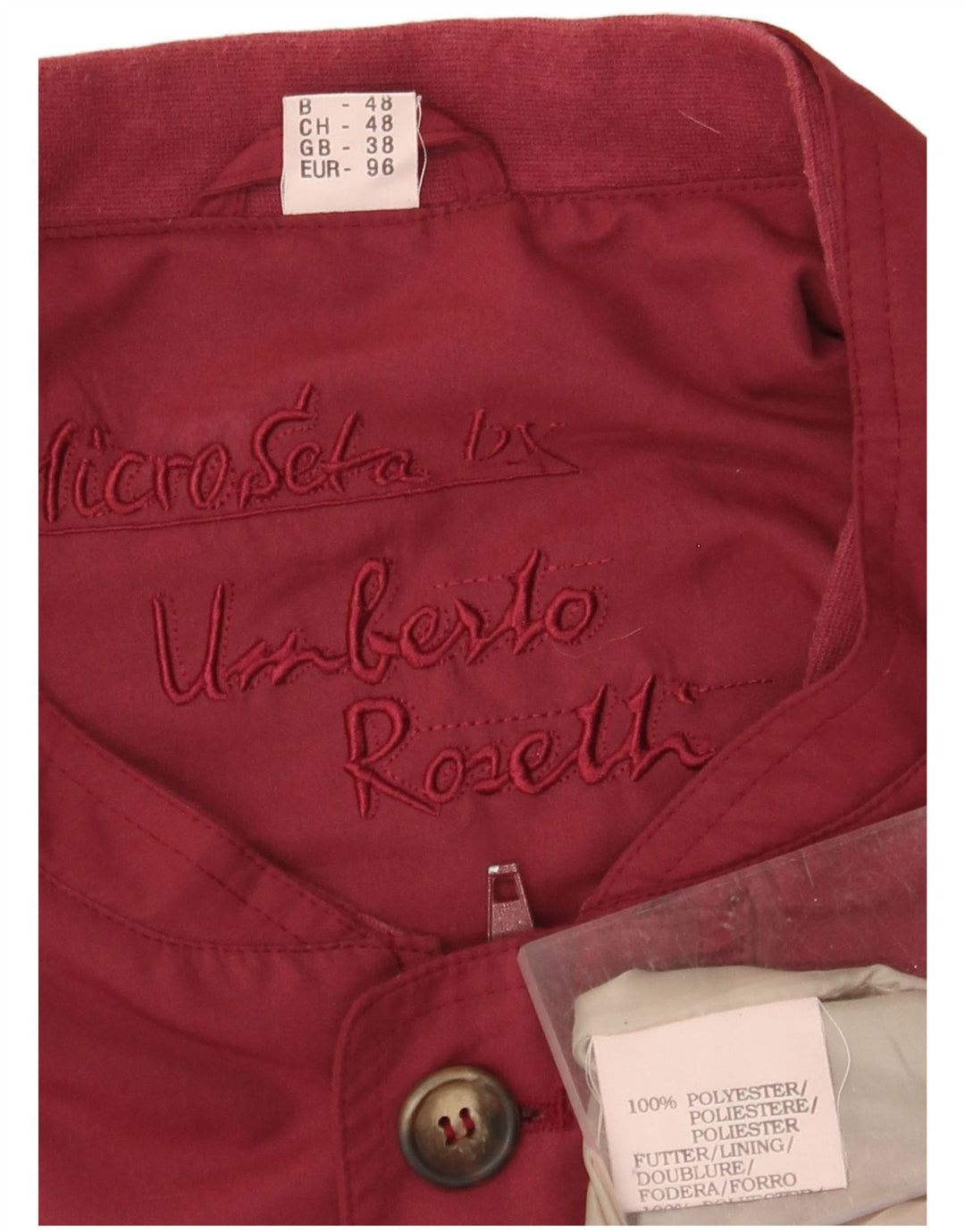 UMBERTO ROSETTI Bomber pentru bărbați UK 38 Medium Burgundy Argyle/Diamond