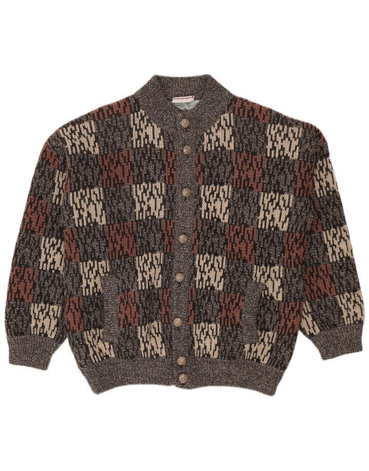 Pulover cardigan vintage pentru bărbați cu model abstract IT 50 gri mediu