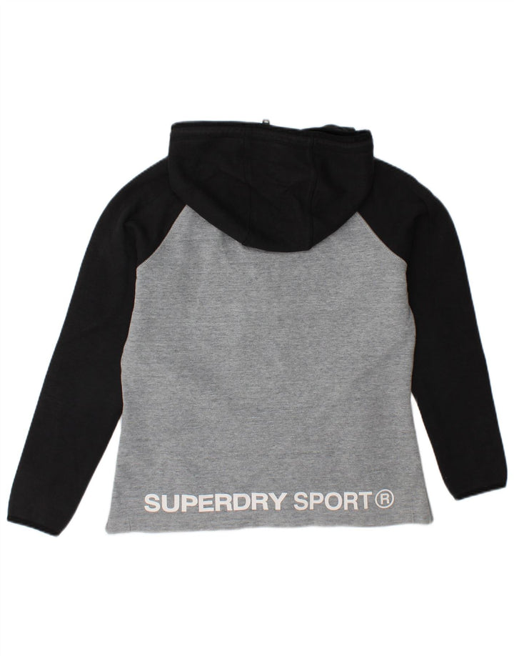 SUPERDRY Pulover cu glugă grafic pentru femei UK 14 Medium Gri Colorblock