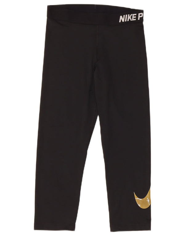 Leggings Nike Dri Fit Graphic Capri pentru femei UK 12 Poliester mediu negru