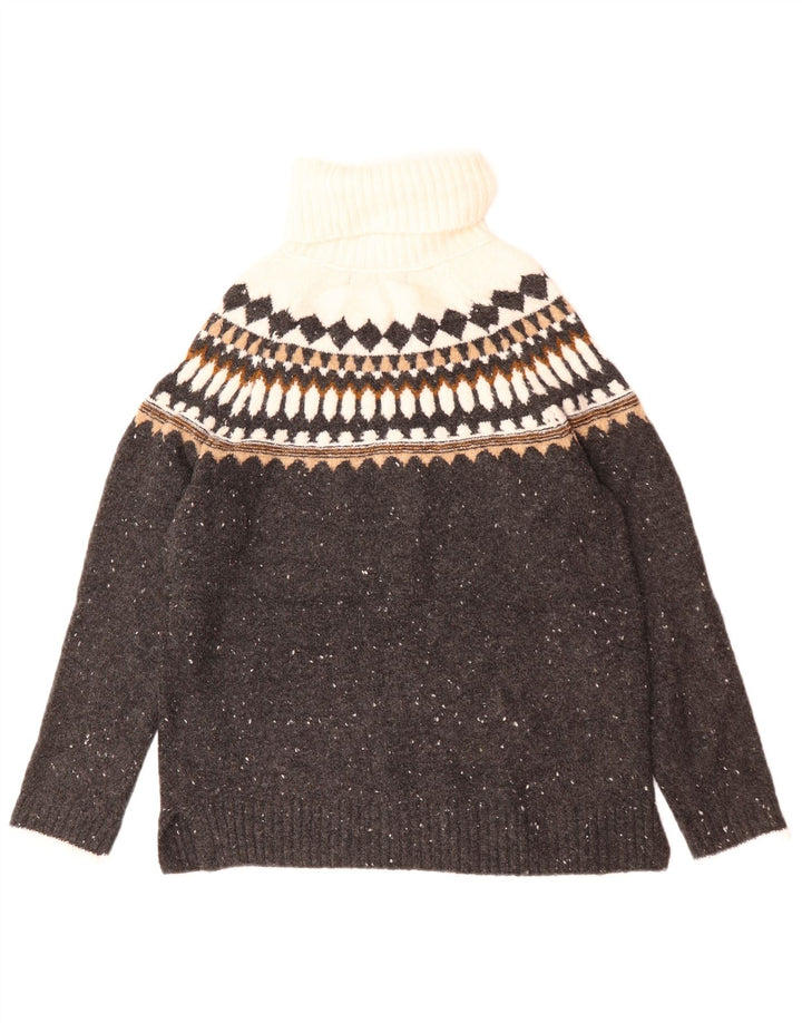 Marks & Spencer Pulover cu gât rulat pentru femei UK 10 Small Gri Fair Isle