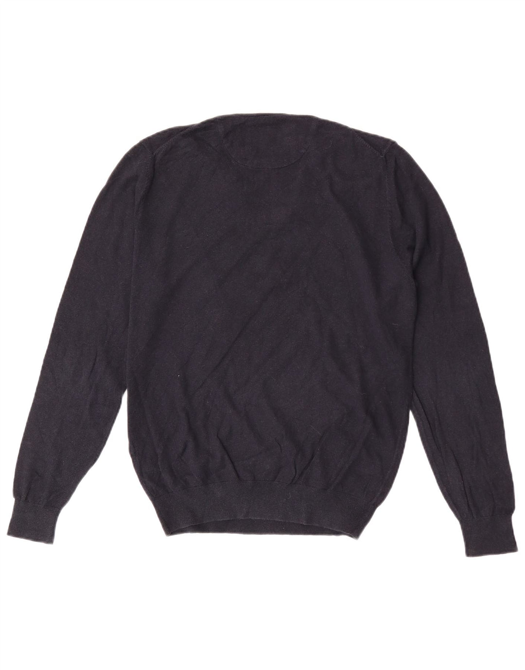 Pulover Massimo Dutti pentru bărbați, cu decolteu în V, bumbac mediu albastru bleumarin