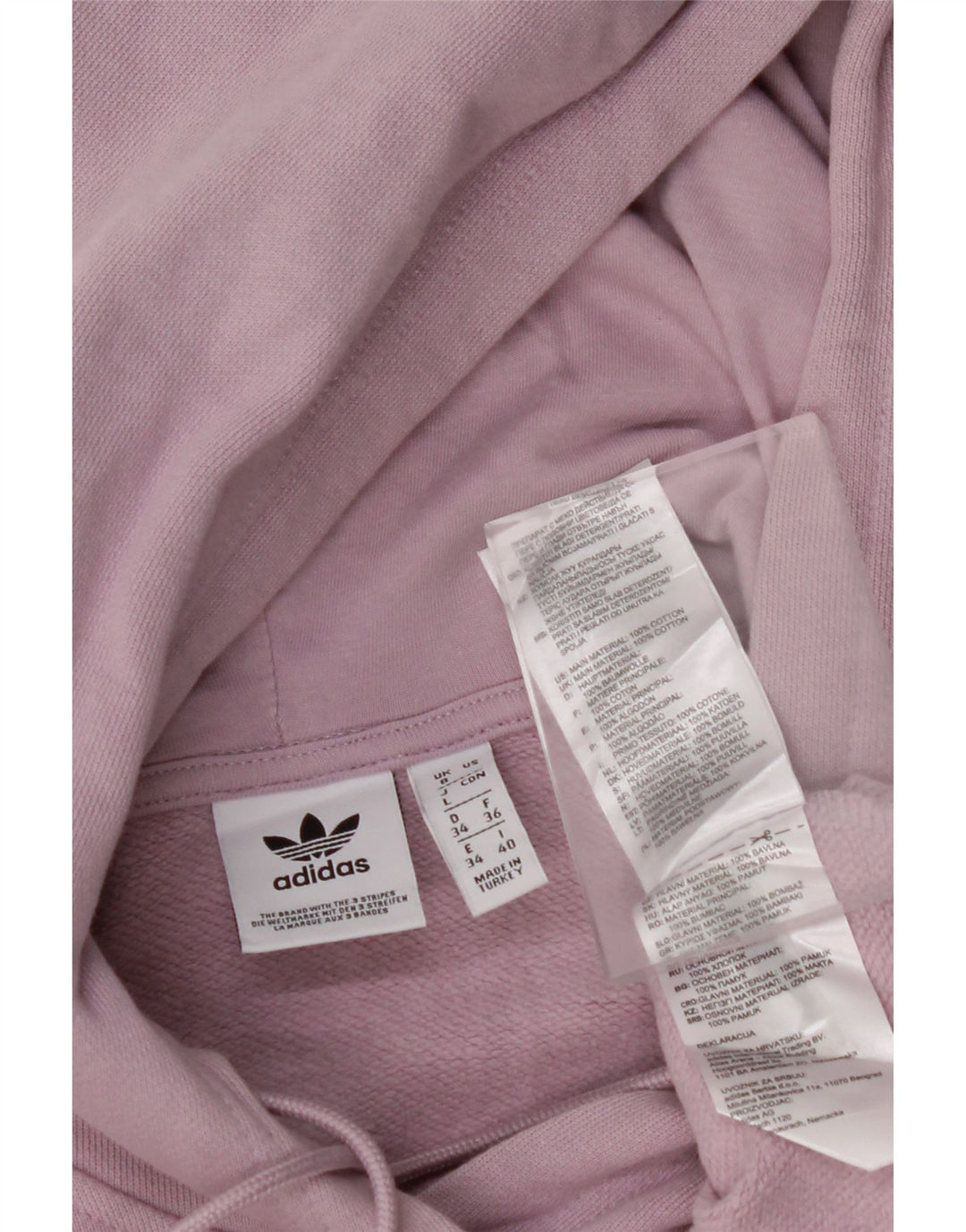 Jumper ADIDAS pentru femei, supradimensionat, cu glugă, UK 8, bumbac violet mic