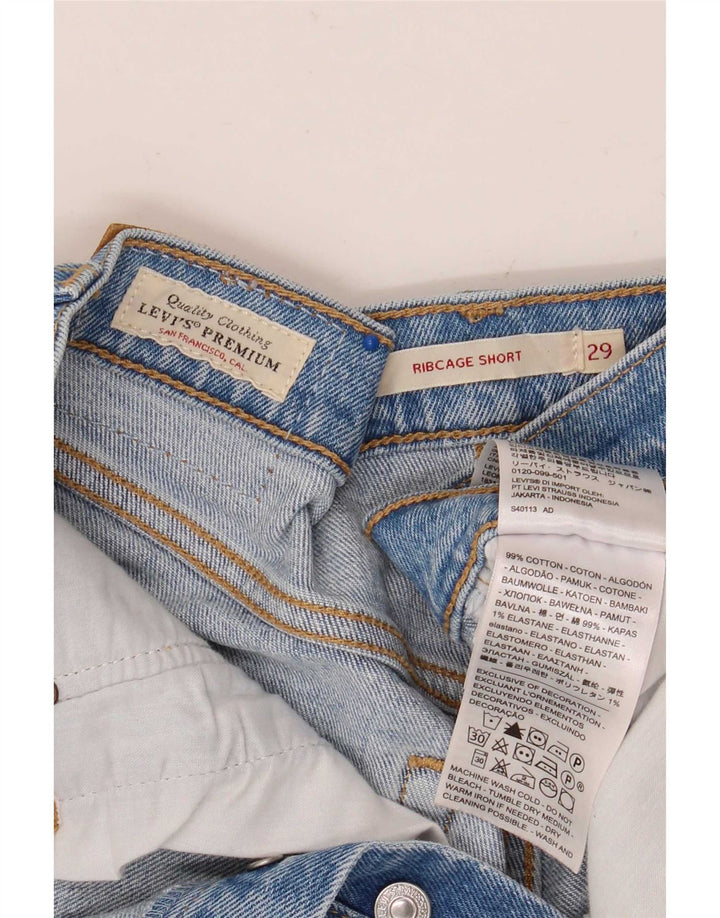 Pantaloni scurți Levi's Ribcage Distressed Denim W29, bumbac albastru mediu