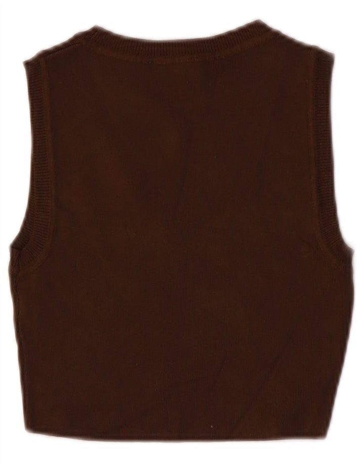 Zara Femei Vest Tank Top UK 8 Small Brown Viscose