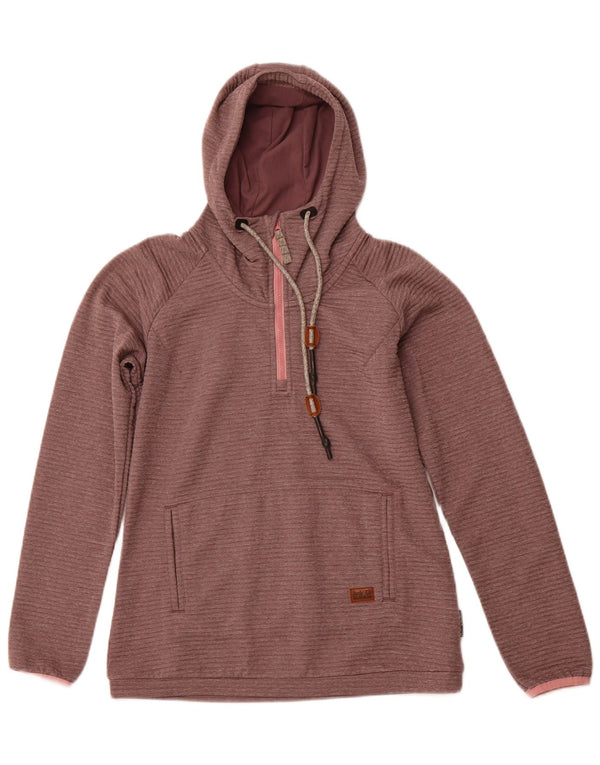 JACK WOLFSKIN Womens Zip Neck Hoodie Jumper UK 10 Small Purple Polyester