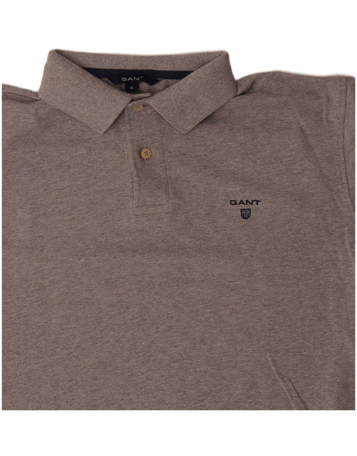 Tricou polo pentru bărbați Gant, bumbac gri mediu
