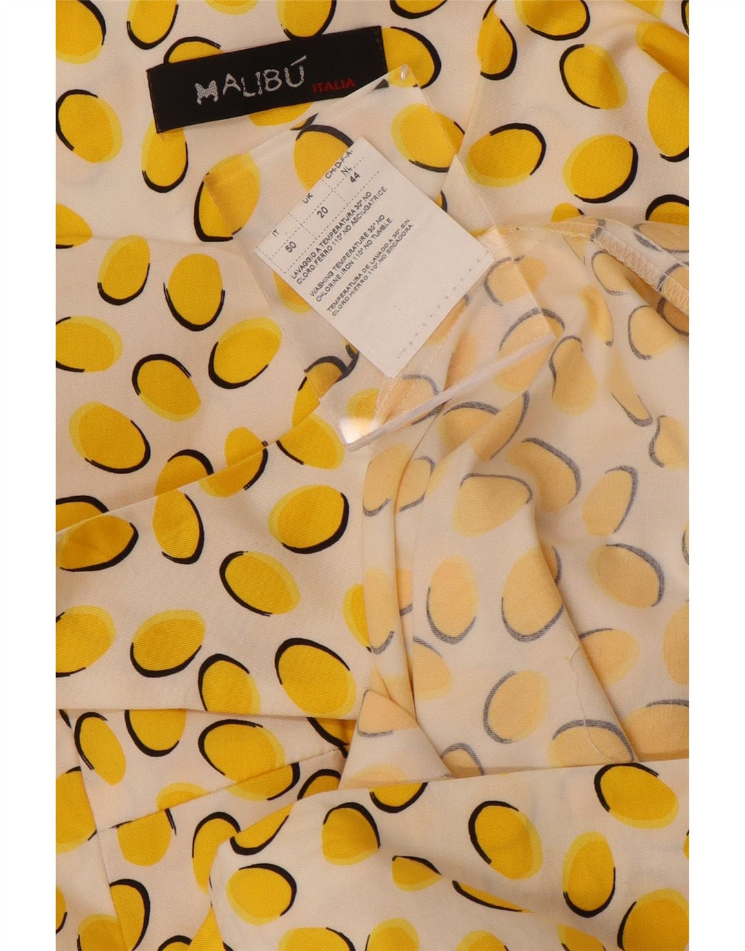 VINTAGE Rochie fără mâneci pentru femei UK 20 2XL Bumbac cu pete galbene