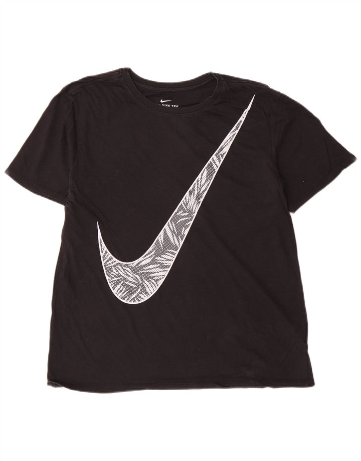Tricou grafic Nike pentru bărbați, cu croială atletică, top mediu din bumbac negru