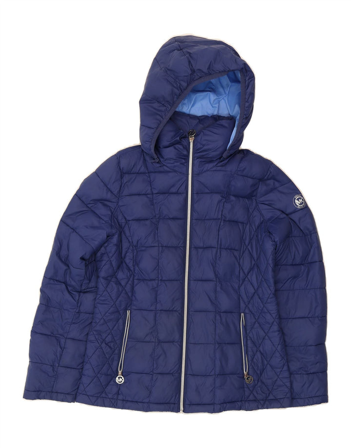 MICHAEL KORS Womens Hooded Padded Jacket UK 14 Medium Blue Nylon Vintage Michael Kors and Second-Hand Michael Kors from Messina Hembry 