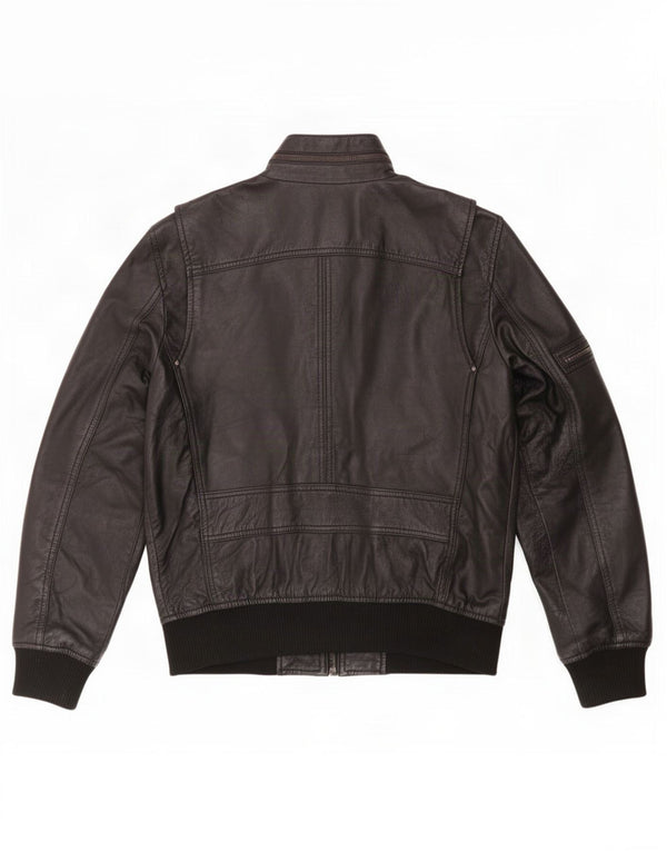 Jachetă militară din piele BARNEYS pentru bărbați UK 38 Medium Black