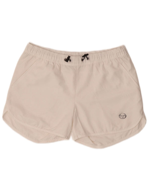 Sergio Tacchini Womens Sport Shorts IT 44 Medium White Polyester