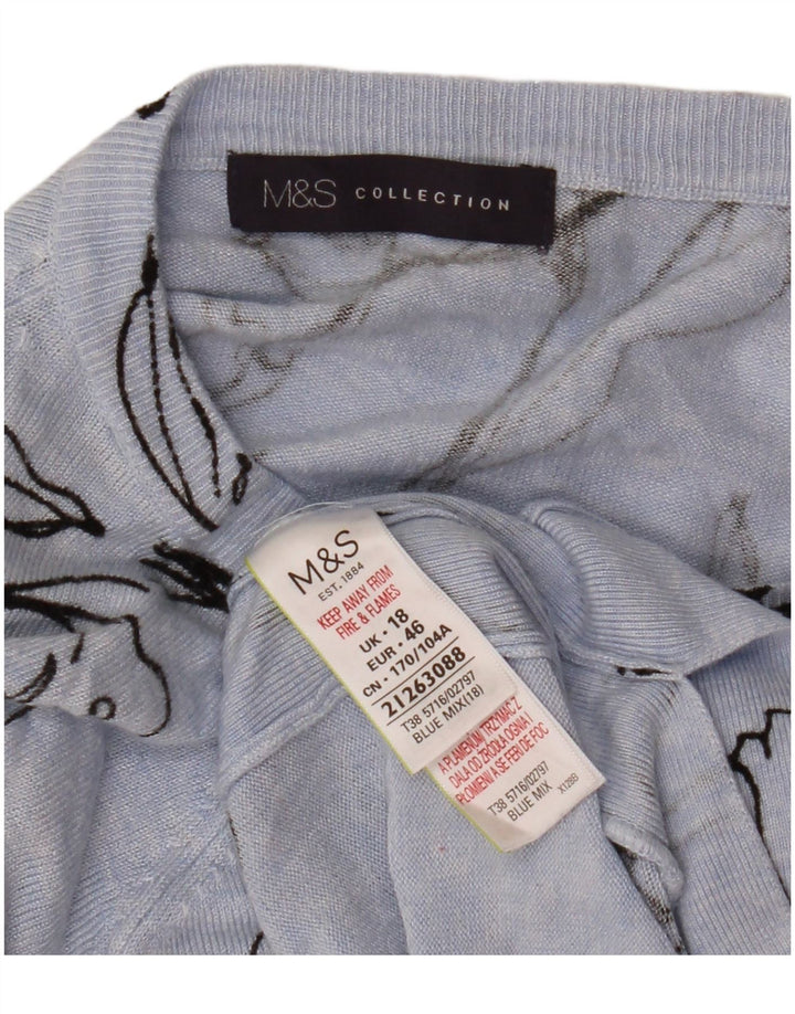 MARKS & SPENCER Pulover cu gât de barcă pentru femei UK 18 XL Albastru Floral