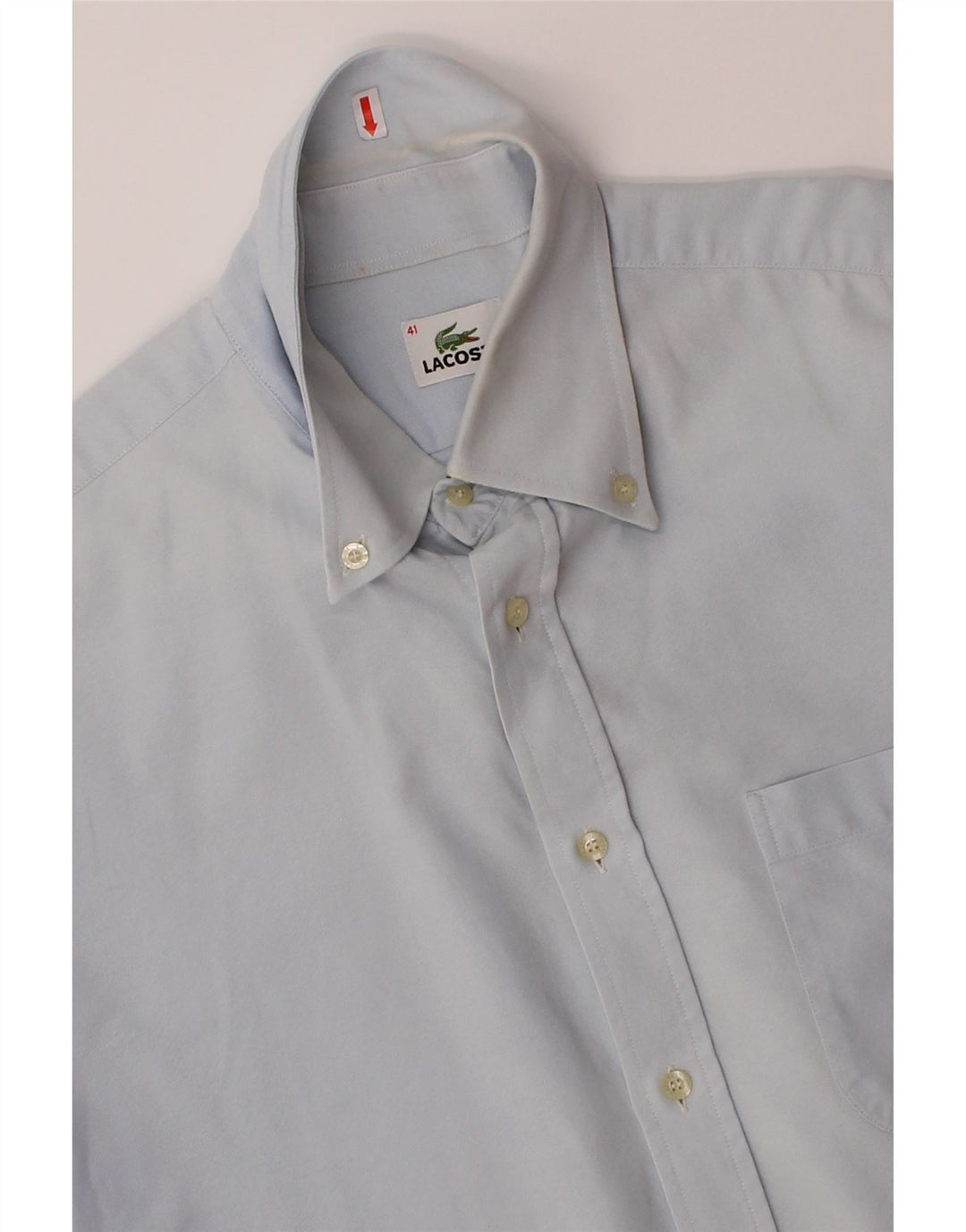 LACOSTE Mens Short Sleeve Shirt Size 41 Medium Blue Cotton Vintage Lacoste and Second-Hand Lacoste from Messina Hembry 