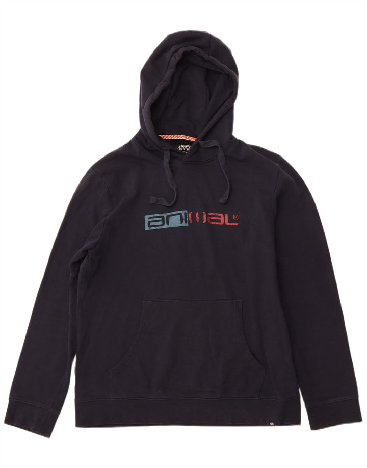 ANIMAL Pulover cu glugă cu grafică pentru bărbați, mare, albastru, bumbac