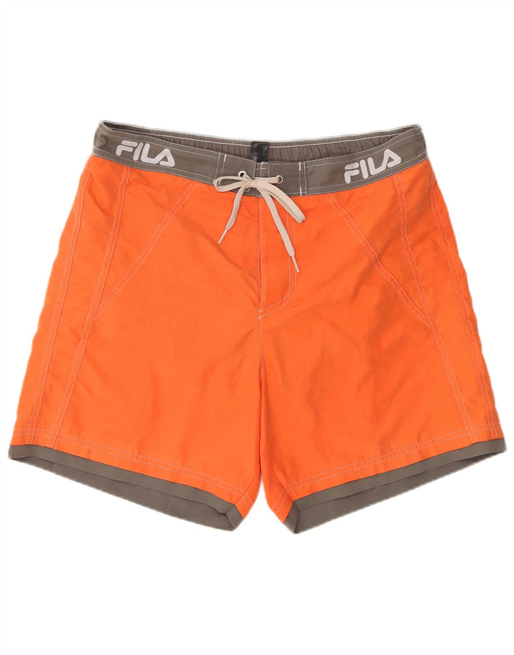 Pantaloni scurți de înot cu grafică Fila pentru bărbați, mari, portocalii, din poliester