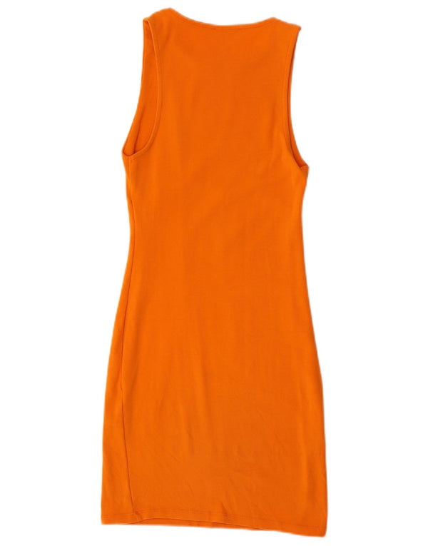 Rochie bodycon fără mâneci pentru femei Zara UK 8 mic bumbac portocaliu
